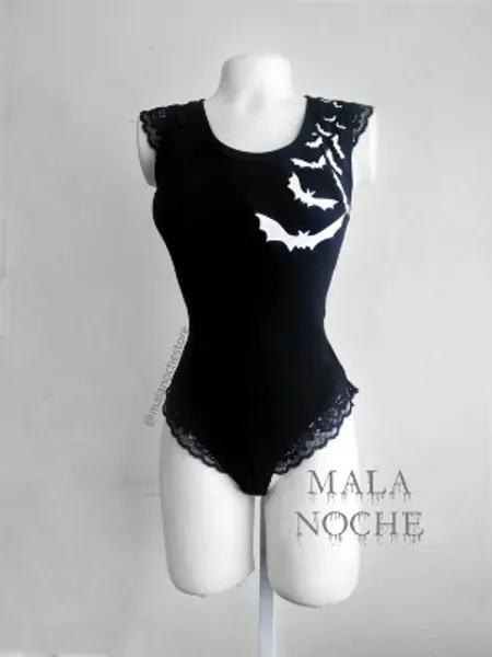 Bodysuit Bats Black Goth Gothic Lace Bodysuit | Etsy Canada