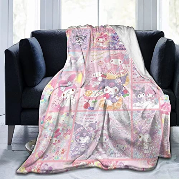 Pink Cute Anime Blanket Soft and Warm Fleece Blankets for Couch Bed or Travel Throw Blanket (60"x50") for Boys Girls