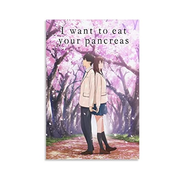 Posters Anime I Want to Eat Your Pancreas (2018) Movie Poster Canvas Wall Art Prints for Wall Decor Room Decor Bedroom Decor Gifts 08x12inch(20x30cm) Unframe