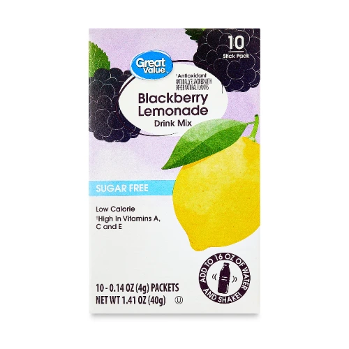 Great Value Antioxidant Sugar-Free Blackberry Lemonade Drink Mix, 1.41 oz, 10 Count