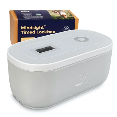 Mindsight Timed Lock Box | Unplug from Phones, Video Games, Social Media, Snacks & Cravings | 3 Modes based on Willpower | Easy to Use | Out of Sight ~ Out of Mind | Boost Your Mental Wellness - Standard - Glacier Gray