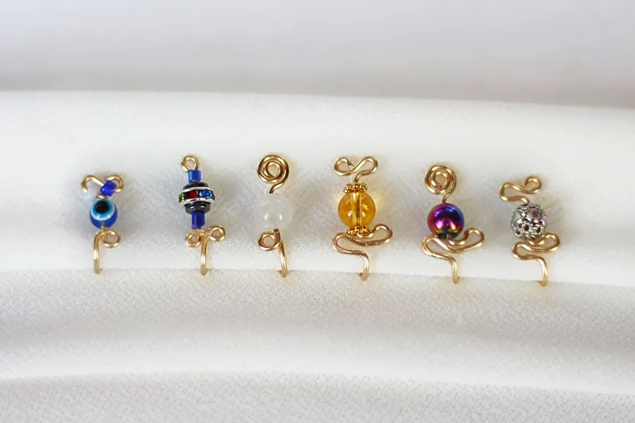 Nose Cuff set, fake nose ring, gold, silver, Nose clip, adjustable, No piercing needed, Pierceless jewelry, dangle nose ring, faux piercing