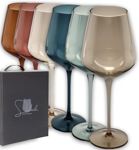 Saludi Colored Wine Glasses - Stemmed Multi-Color