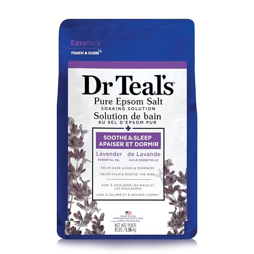 Dr Teal’s Salt Soak with Pure Epsom Salt, Soothe & Sleep with Lavender, 3 lbs (Packaging May Vary) - Epsom Salt (1.36 kg) - foaming Bath
