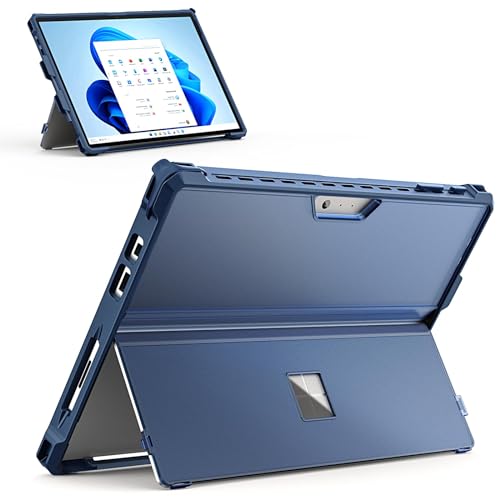 MoKo Hülle für Microsoft Surface Pro 7 Plus 2021/Surface Pro7 2019/Pro 6/Pro 5/4/LTE, All-In-One Schutzhülle mit Stifthalter Kickstand Schutz, Kompatibel mit Typ Cover Tastatur, Blau - Blau