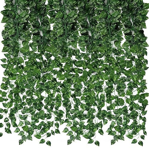 CEWOR 24 Pack 173ft Artificial Ivy Greenery Garland, Fake Vines Hanging Plants Backdrop for Room Bedroom Wall Decor, Green Leaves for Jungle Theme Party Wedding Decoration - A-24pcs of Vines