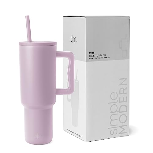 Simple Modern 40 oz Tumbler with Handle and Straw Lid | Insulated Cup Reusable Stainless Steel Water Bottle Travel Mug Cupholder Friendly | Gifts for Women Him Her | Trek Collection | Lavender Mist - -Lavender Mist - 40oz - Tumbler