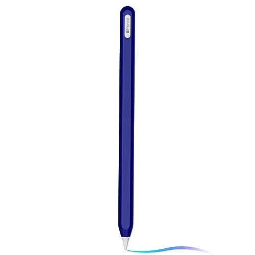 Ultra Thin Silicone Skin Cover Compatible with Apple Pencil 2nd Gen, Protective Silicone Case for iPad Pro 11 12.9 inch 2018 Pencil Case Shockproof Soft Silicone Sleeve(Midnight Blue) - White+Lavender purple