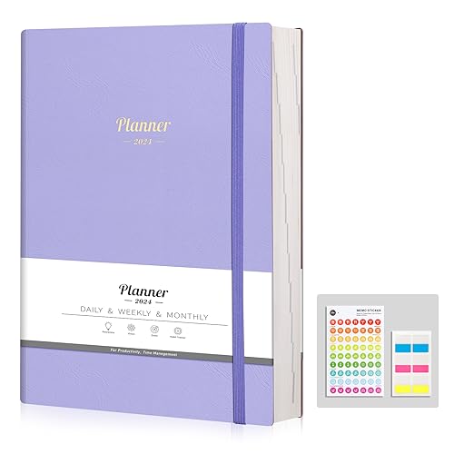 AHGXG 2024 Planner - Weekly and Monthly Planner 2024-2025 Jan 2024 - Mar 2025, 15-Months, 8.5"x11" Large A4 Calendar Planner, with 14 Notes Pages, Soft Leather Cover, 2 Bookmark, Pocket - Purple - Purple
