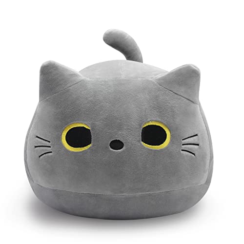 Bekrgwiy 12'' Gray Cat Plush Toy Pillow - Soft, Stuffed Animal for Kids, Baby & Sofa Decoration (Gray) - Gray