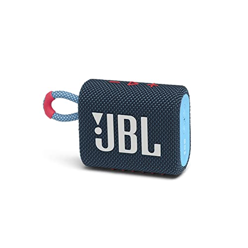 JBL GO 3 kleine Bluetooth Box in Blau und Rosa – Wasserfester, tragbarer Lautsprecher für unterwegs – Bis zu 5h Wiedergabezeit mit nur einer Akkuladung - Blau-Rosa