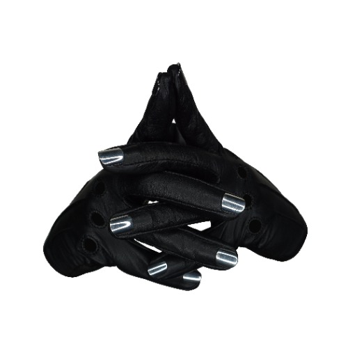 SHORT NAIL GLOVES | WOMENS SIZE 7.5 / BLACK LEATHER / ROSE GOLD