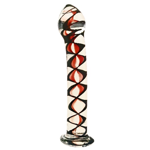 Sh! Black & Red Glass Dildo