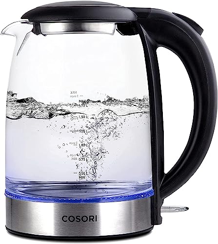 COSORI Electric Tea Kettle for Boiling Water, Stainless Steel Filter, 1.7L/1500W, Hot Water Boiler, Wide Opening & Automatic Shut Off, BPA-Free, Black - 1.7L - Black