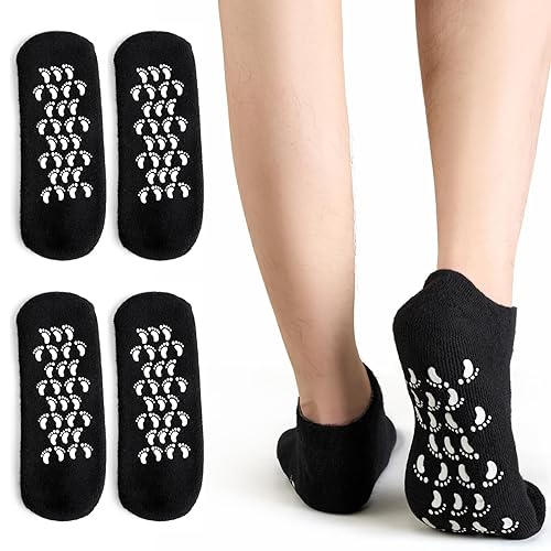 2 Pairs Moisturizing Silicone Socks for Men - Large Size, Black, Ultimate Aloe-Infused Gel for Home Use - Say Goodbye to Dry Cracked Feet, MoyRetty - 2Pair