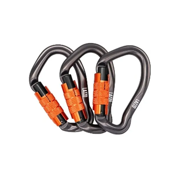 Lazzo 3 Pack Twist Lock Climbing Carabiner Clips, Auto Locking and Heavy Duty, Perfect for Climbing and Rappelling, Carabiner Dog Leash, D Shaped 4.21 Inch, Large Size,Orange