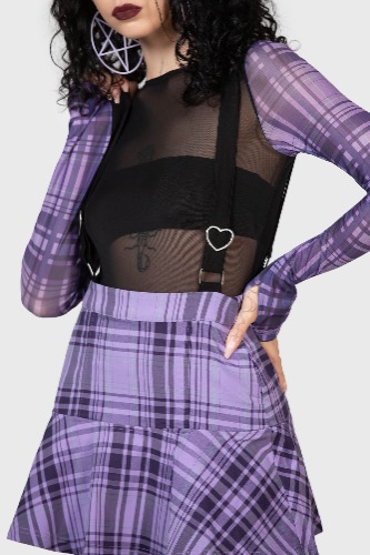 School Dayz Skirt | M / Purple Tartan / 69% Viscose 27 %Polyester 4% Elastane