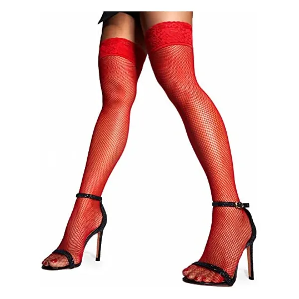 
                            sofsy Fishnet Thigh High Stockings – Silicone Hold Up Lace Top Nylon Fishnets for Women [Made in Italy]
                        
