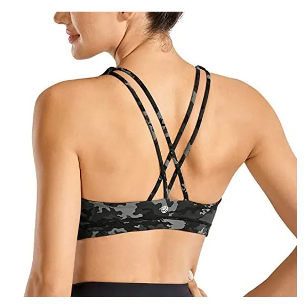 
                            CRZ YOGA Women's Low Impact Strappy Sports Bra Low Cut Wirefree Padded Yoga Bra Tops Criss Cross Back
                        
