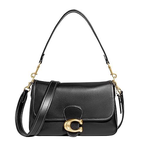 COACH Soft Calf Leather Tabby Shoulder Bag, Black, One Size