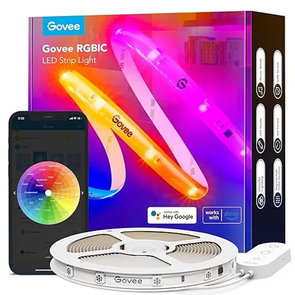 Govee RGBIC Pro LED Strip Lights, 32.8ft Color Changing Smart LED Strips, Works with Alexa and Google, Segmented DIY, Music Sync, WiFi and App Control, LED Lights for Bedroom,Home Decor - 32.8ft