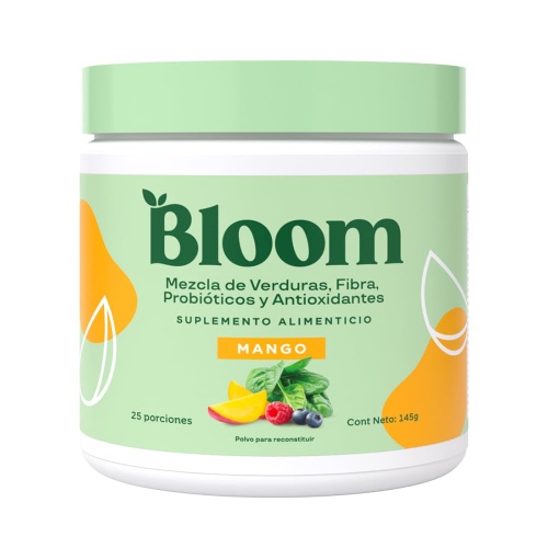 Polvo Verde de Super Greens de Bloom Nutrition - Probióticos para la Salud Digestiva Enzimas Digestivas con Superfoods Spirulina y Chlorella para la Salud Intestinal (Mango)