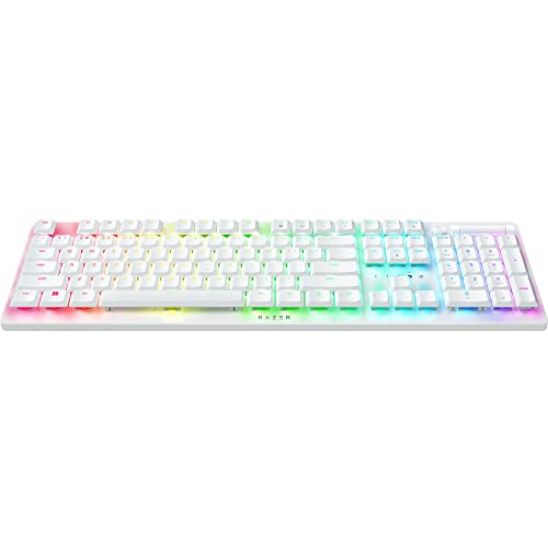 Razer DeathStalker V2 Pro Wireless Gaming Keyboard: Low-Profile Optical Switches - Clicky Purple - HyperSpeed Wireless & Bluetooth 5.0 - Up to 200 Hrs - Ultra-Durable Coated Keycaps - RGB - White - White - V2 Pro - Clicky Optical Switch
