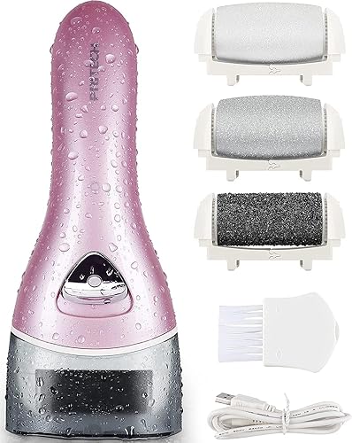 Electric Feet Callus Removers Rechargeable,Portable Electronic Foot File Pedicure Tools, Electric Callus Remover Kit,Professional Pedi Feet Care Perfect for Dead,Hard Cracked Dry Skin（Pink） - 002-pink