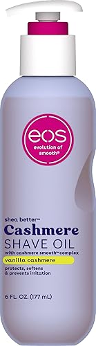 eos Cashmere Skin Collection Shave Oil, Vanilla Cashmere, Soothing and Moisturizing, Prevents Irritation and Razor Burn, Entire Bikini Area-Approved, 6 fl oz Packaging May Vary - Vanilla Cashmere - 6 Fl Oz (Pack of 1)
