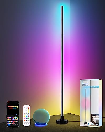 YTDRGB Led Corner Floor Lamp - Corner Lamp Compatible with Alexa, Corner Light with Music Sync, RGB Floor Lamp with 16 Million DIY Colors for Living Room Bedroom Gaming Room - RGBW
