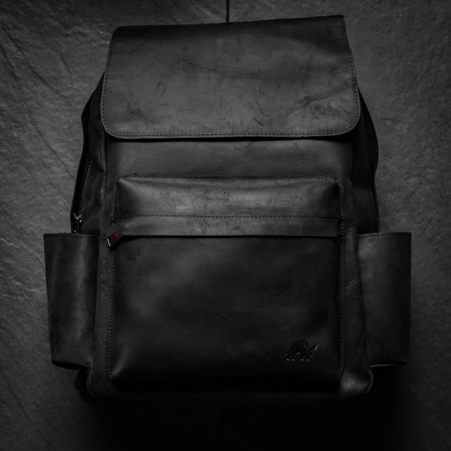 Leather Rugged Backpack - Black Edition by Bullstrap