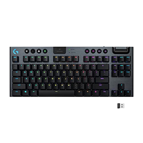 Logitech G915 TKL Tenkeyless Lightspeed RGB Mechanical Gaming Keyboard, Low Profile Switch Options, LIGHTSYNC RGB, Advanced Wireless and Bluetooth Support - Tactile (Renewed) - Tenkeyless - Black