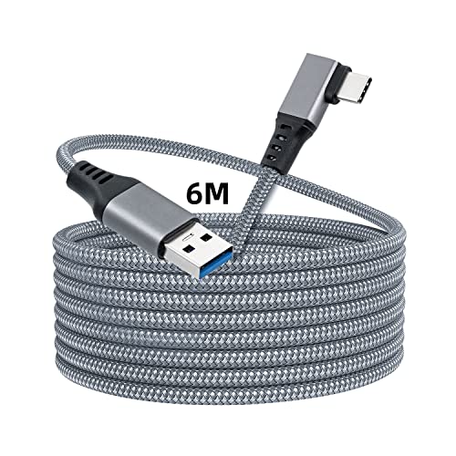 Mcbazel 20Ft(6M) Link Cable Compatible with Quest 3/Quest 2/Quest/PC/VR,USB 3.0 to Type-C Long Cable Accessories 3A Fast Charging &5Gbps Data Transfer Cable for VR Headset,NS Switch