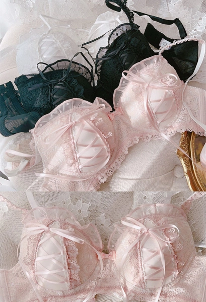 Sexy Lace Underwear Set Falbala Bow Decorated Tulle Lingerie Set