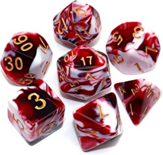 CREEBUY DND Dice Set Red Mix White Dice