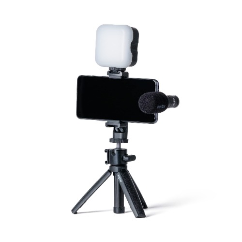 Godox VK3 UC Vlogging Kit for Android Smartphone Users, Youtubers, Vloggers, Kit Contains:- (RGB Light, Diffuser, Mic, Windshield, Phone Clamp and Mini Tripod)