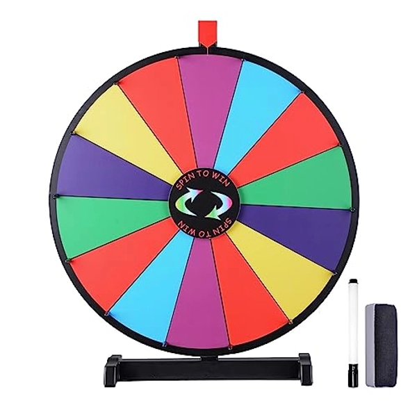 WinSpin 24" Heavy Duty Spinning Prize Wheel Large 14 Slots Tabletop Color Roulette Wheel with Dry Erase Marker & Eraser for Trade Show Fortune Spinning Game, Classic Series