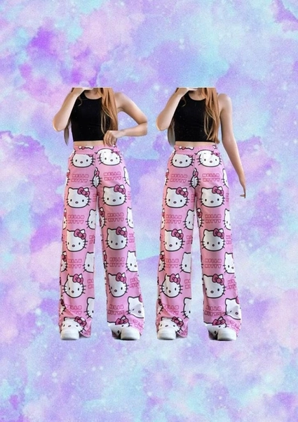 Hello Kitty Pajama Pants, Wide Leg Pyjama, Pink Hello Kitty pyjama, White Hello Kitty pyjama, Kawaii Pyjama, Sanrio pyjama