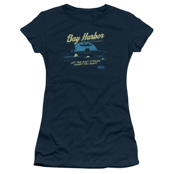 Dexter Bay Harbor Moonlight Fishing Woman&#39;s and Juniors Navy Blue Shirts