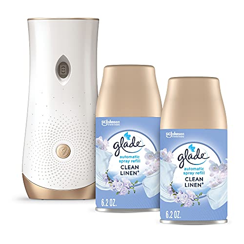 Glade Automatic Spray Refill and Holder Kit, Air Freshener for Home and Bathroom, Clean Linen, 6.2 Oz, 2 Count - Clean Linen