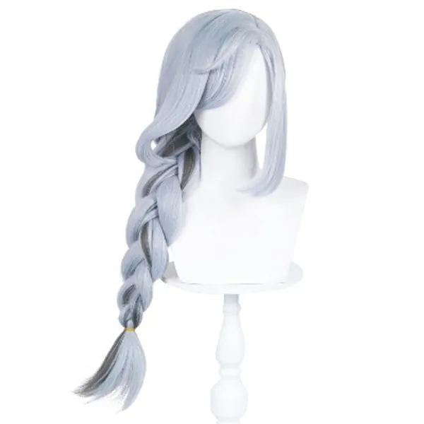 SL Ice Blue Wig for Shenhe Cosplay Wig Genshin Anime Braids Cosplay Hair Wigs with Ponytails Bangs for Halloween Christmas Party + Cap (for Shen He)