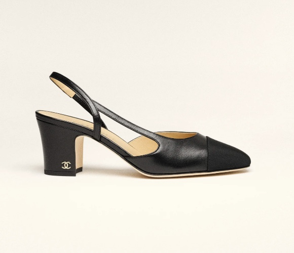 Chanel black slingbacks 