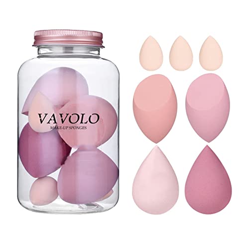 7 PCs Multi-color Series Makeup Sponge Set, Foundation Blending Beauty Blender, Flawless for Liquid Creams and Powders (Pink) - Pink