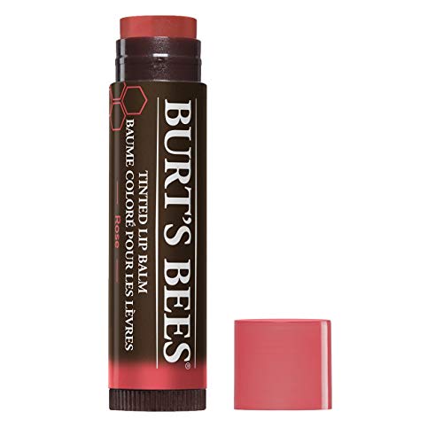 Burt's Bees Tinted Lip Balm Rose, Holiday Gift, Stocking Stuffer, 100% Natural - 1 Tube (Packaging may vary) - Rose