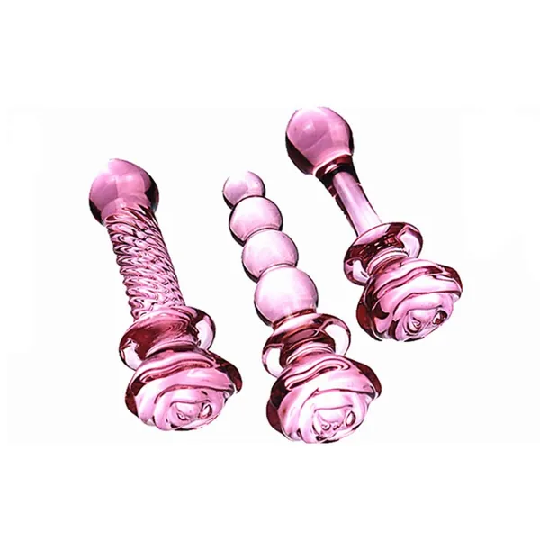 WRZHL Chic Lovely Glass Toy 3-Pieces Amal Beads Pus for Adul't Woman Crystal Pink Massage Rod T-Shirt Wallet Sunglasses