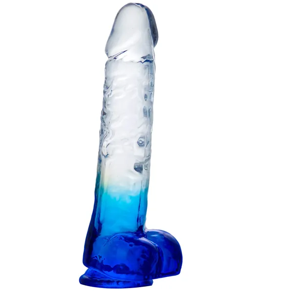 bsqipsd Lifelike Lover Luxe Realistic Dildo - 9.6 Inch Huge Silicone Dildo with Strong Suction Cup - Double Color Curved Dildo - XL Clear Blue