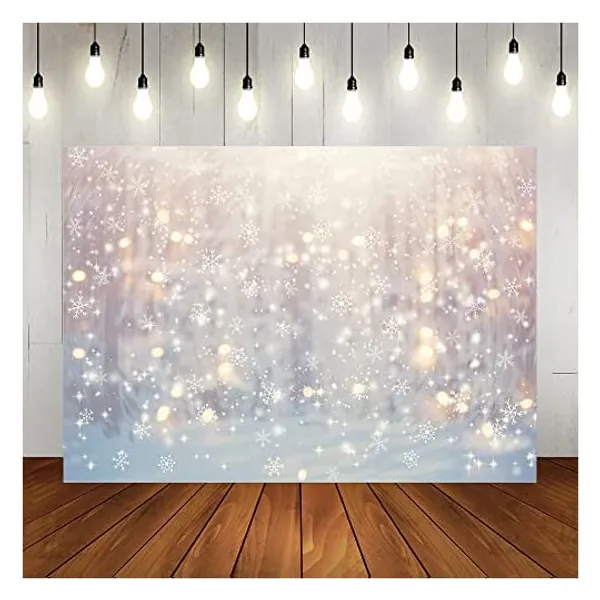 
                            Lofaris Winter White Snowflake Photography Backdrop Christmas Snow Wonderland Background Merry Xmas Glitter Bokeh Snow Family Holiday Event Party Decor 7x5ft
                        