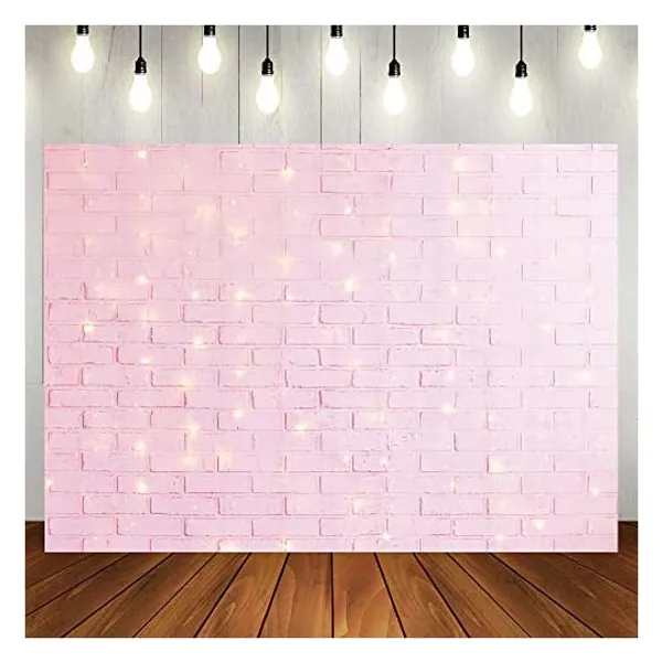 
                            Valentine's Day Pink Retro Brick Wall Photography Backdrop Happy Birthday Background for Girl Princess Baby Shower Bridal Shower Weeding Newborn Baby Party Decorations Banner Photo Booth Props 7x5ft
                        