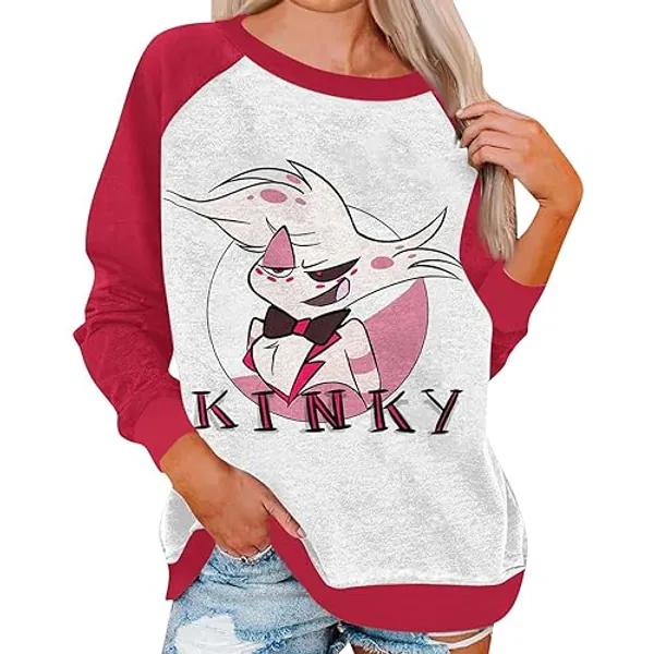 SGSOACO Hazbin Hotel Merch Sweatshirts Women's Round Neck Hazbin Hotel Merch Hotel Hazbin Anime Pullover Cosplay Tops