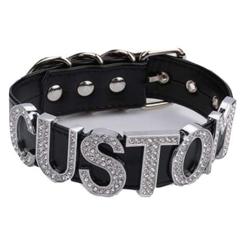 Rhinestone Custom Collar | Black Silver